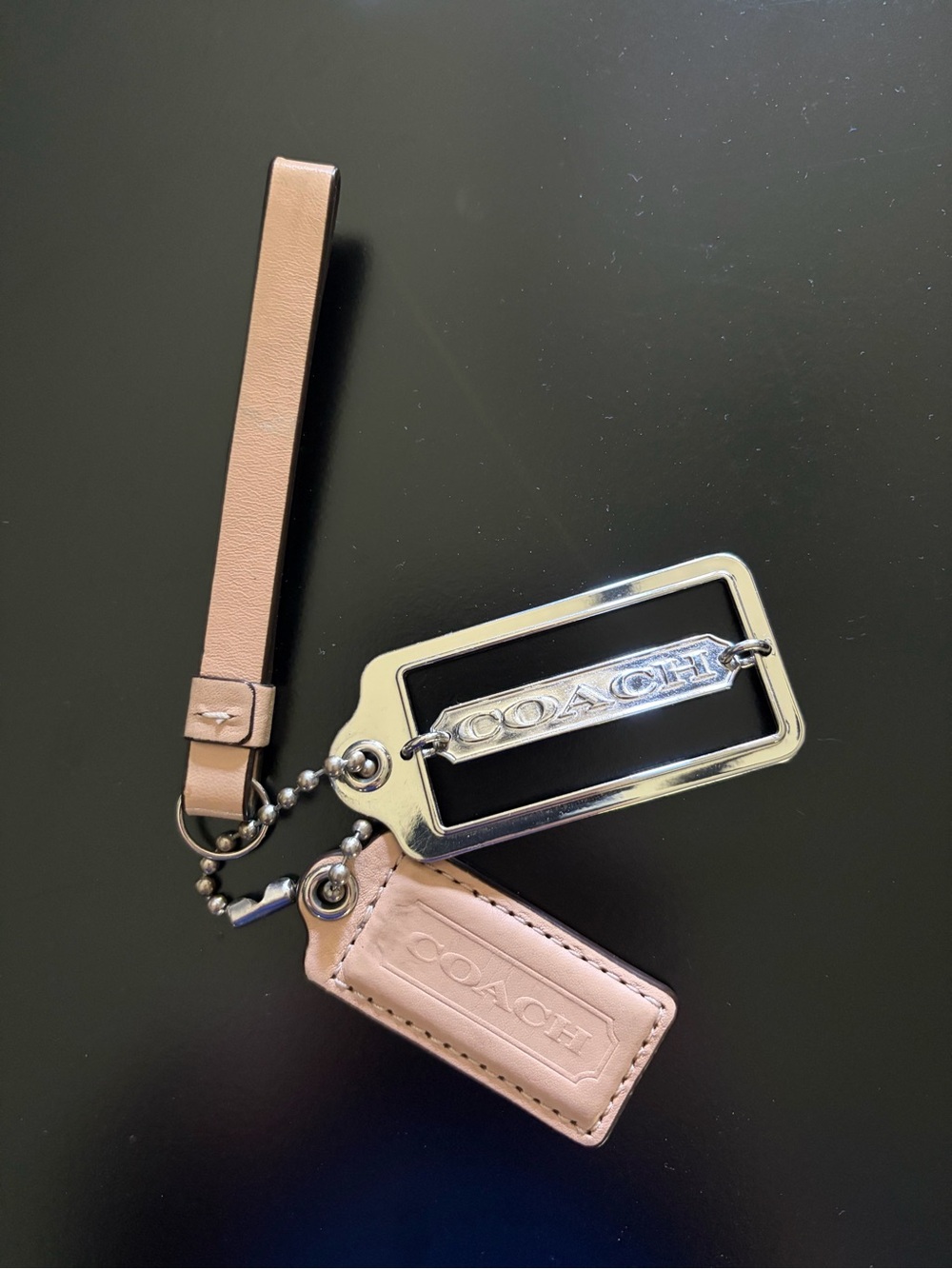 Coach Leather and Metal Tag Keychain